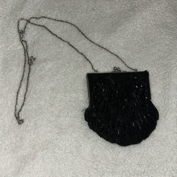 Vintage 1990 Beaded Clamshell Handbag - Picture 1 of 3
